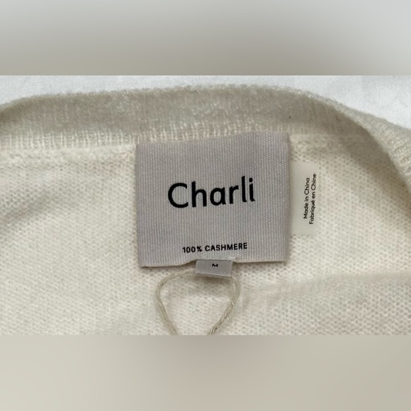 100% Cashmere Charli London Sweater Pullover Women Striped Crew Neck Sz M - Picture 6 of 9